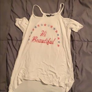 white, red, blue tee